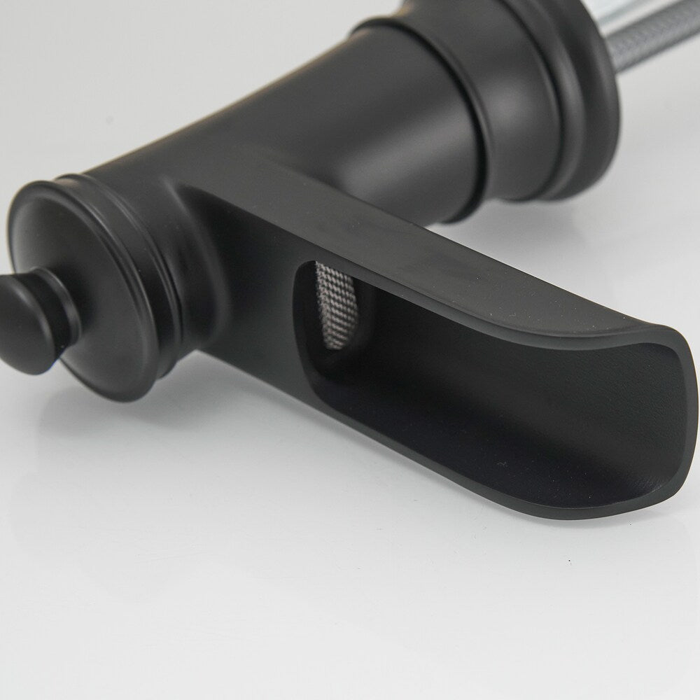 Nova 8 inches Double-Handle Vessel Sink Faucet with Pop-Up Drain in Matte Black