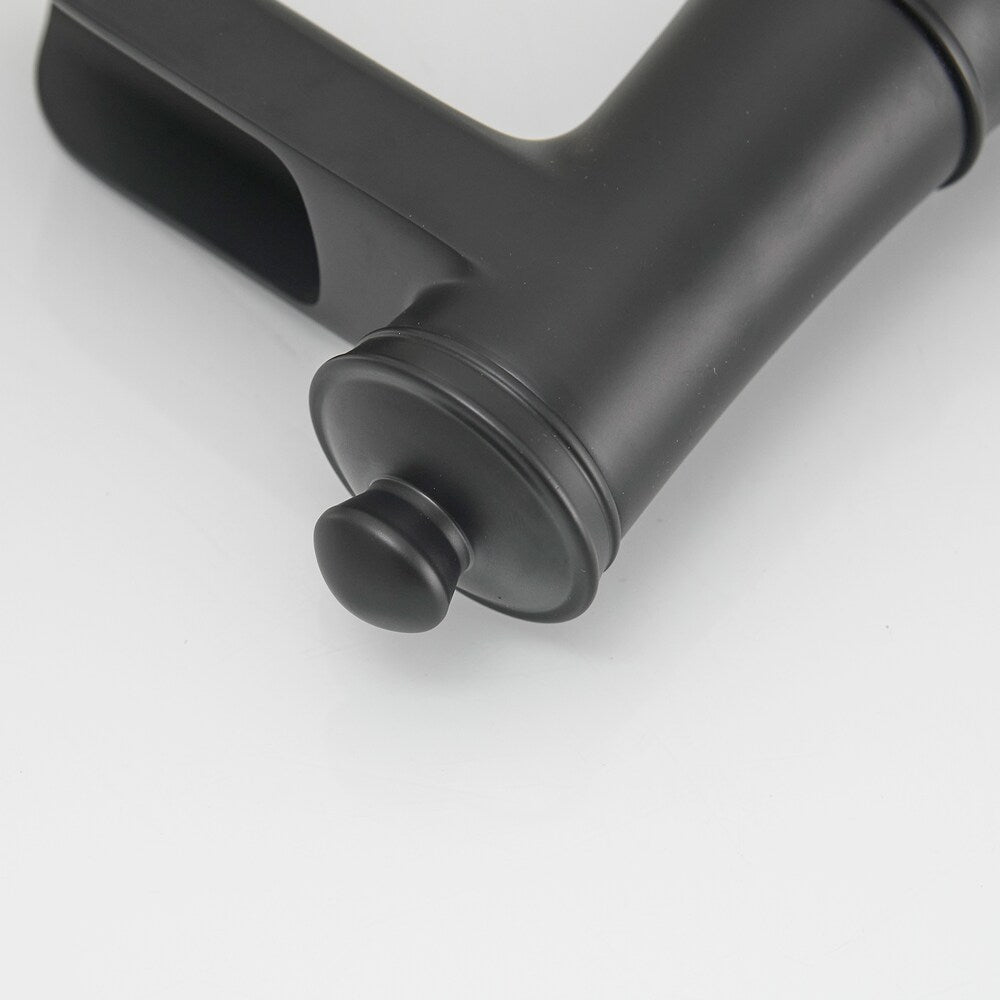 Nova 8 inches Double-Handle Vessel Sink Faucet with Pop-Up Drain in Matte Black