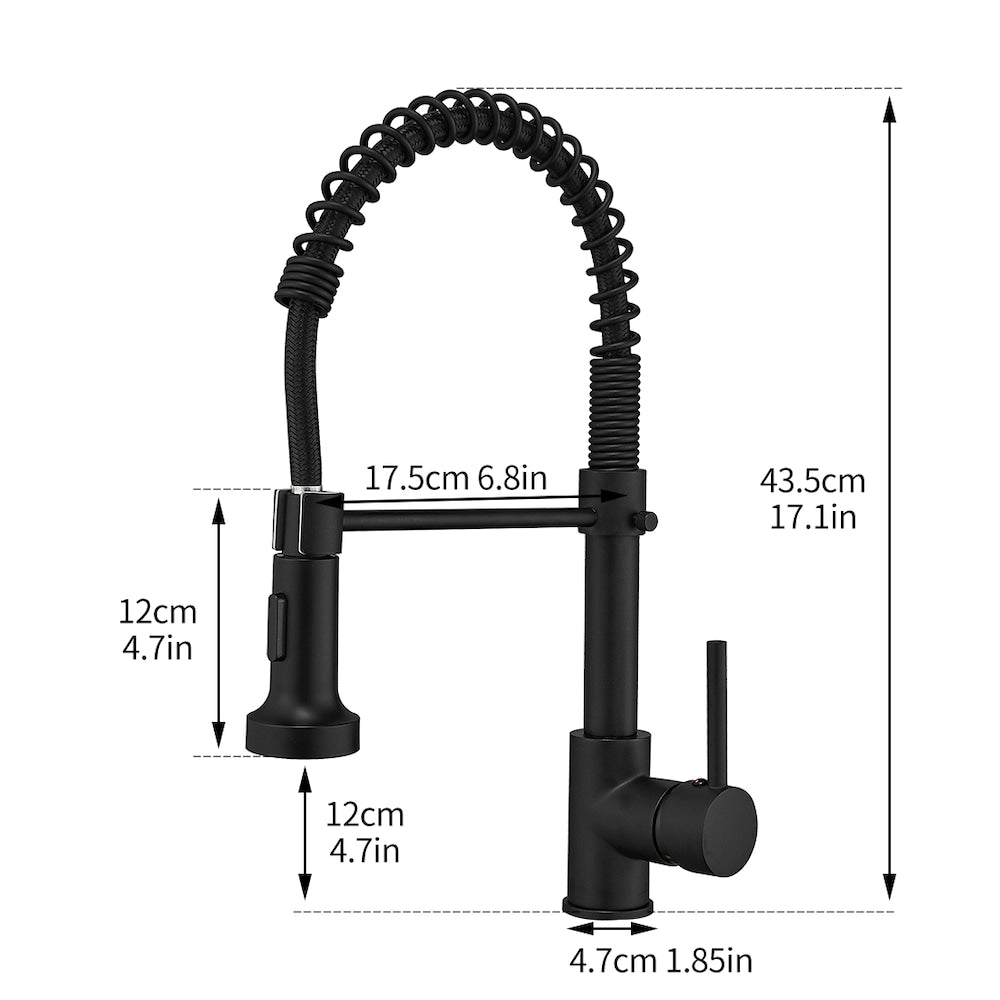QZ1 Single-Handle Pull-Down Sprayer Kitchen Faucet in Matte Black