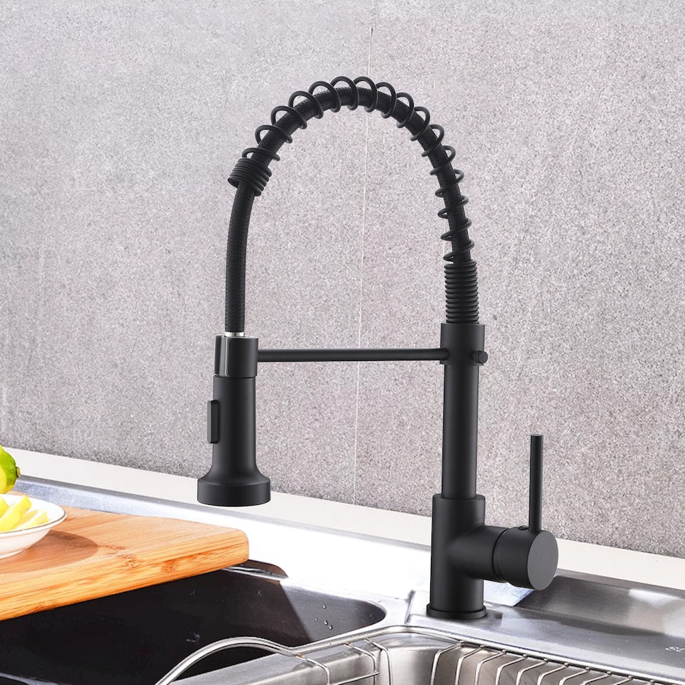 QZ1 Single-Handle Pull-Down Sprayer Kitchen Faucet in Matte Black