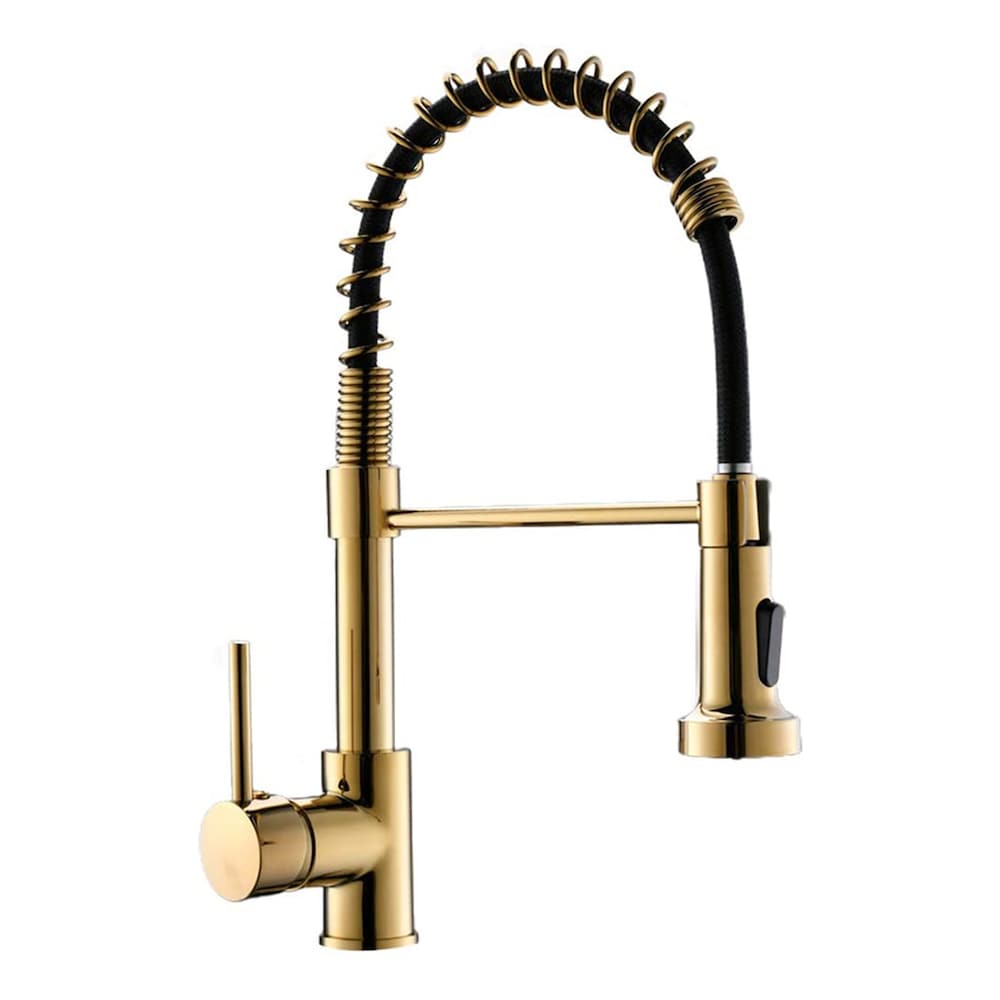 QZ1 Single-Handle Pull-Down Sprayer Kitchen Faucet in Gold