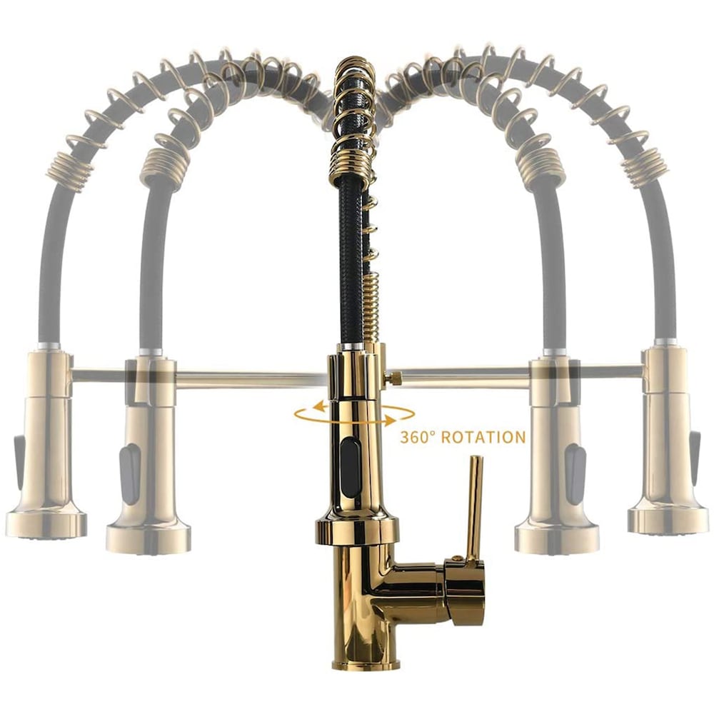 QZ1 Single-Handle Pull-Down Sprayer Kitchen Faucet in Gold