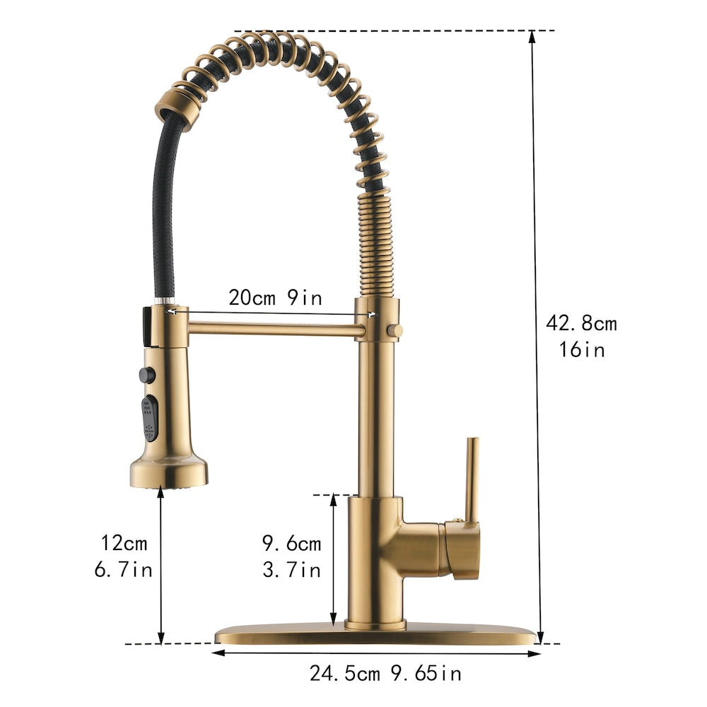 QZ2 Single-Handle Pull-Down Sprayer Kitchen Faucet in Brushed Gold