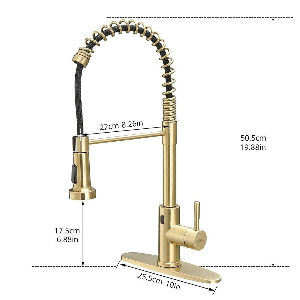 QZ8 Single-Handle Touchless Kitchen Faucet in Brushed Gold