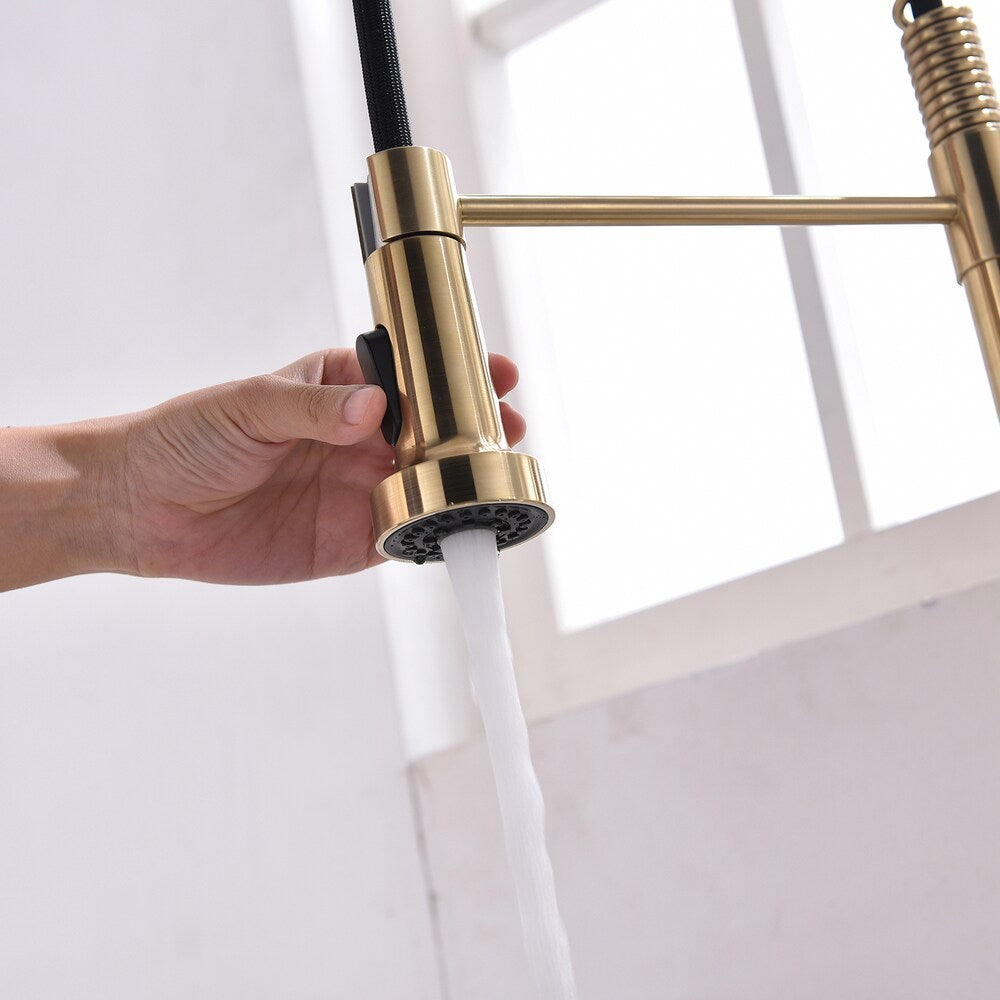 QZ8 Single-Handle Touchless Kitchen Faucet in Brushed Gold