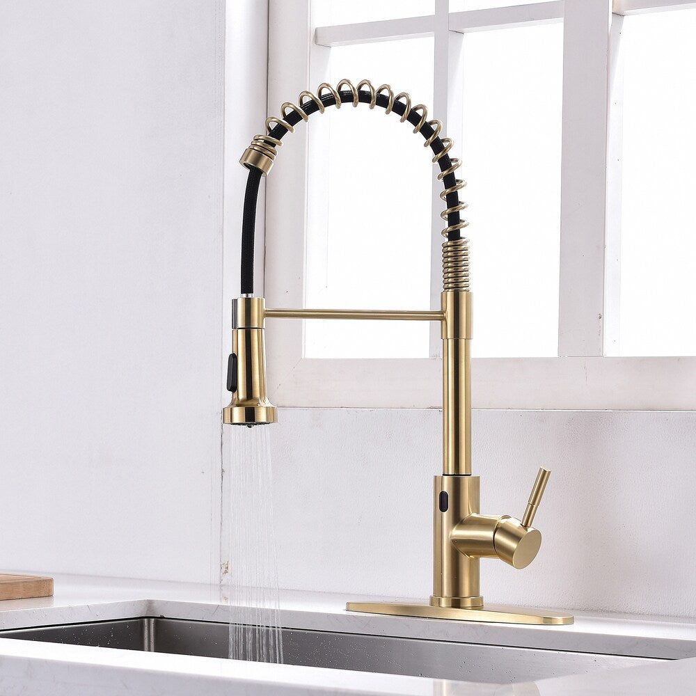 QZ8 Single-Handle Touchless Kitchen Faucet in Brushed Gold