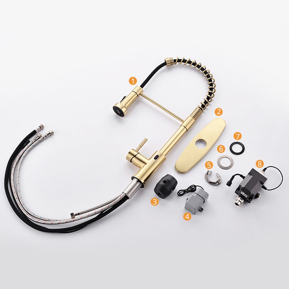 QZ8 Single-Handle Touchless Kitchen Faucet in Brushed Gold