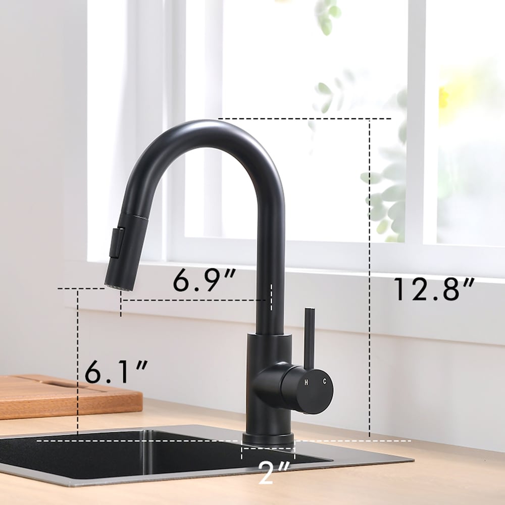 QZ9 Single-Handle Pull-Down Sprayer Kitchen Faucet in Matte Black