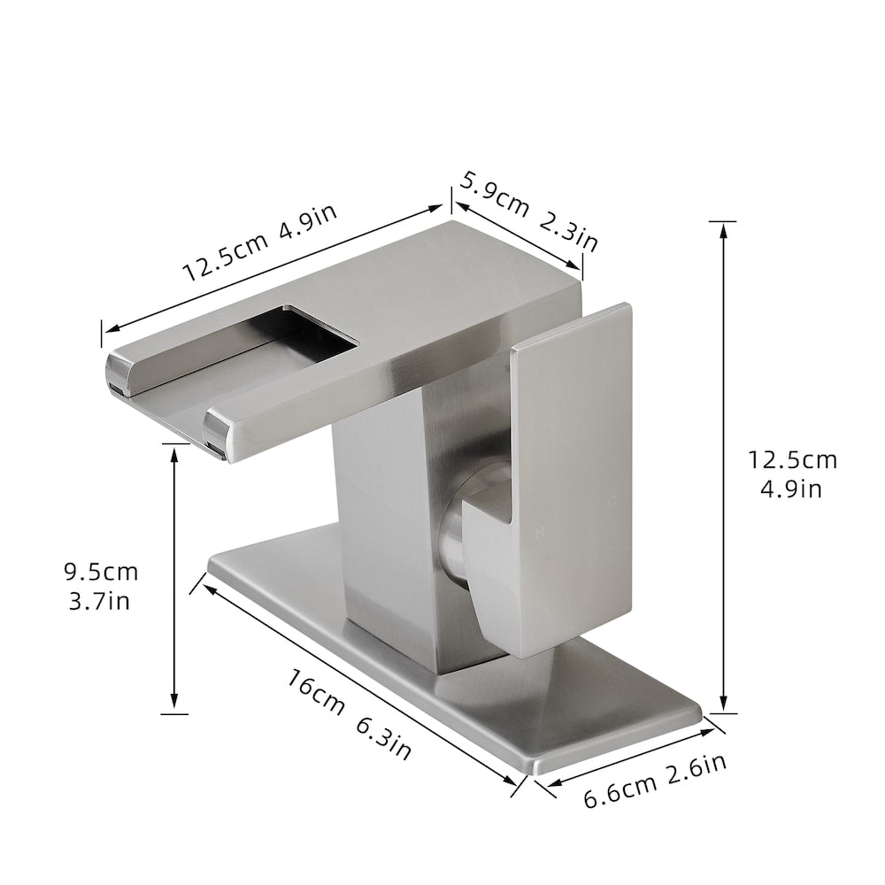 Robinet de lavabo de salle de bain monotrou QZ10 avec lumière LED en nickel brossé