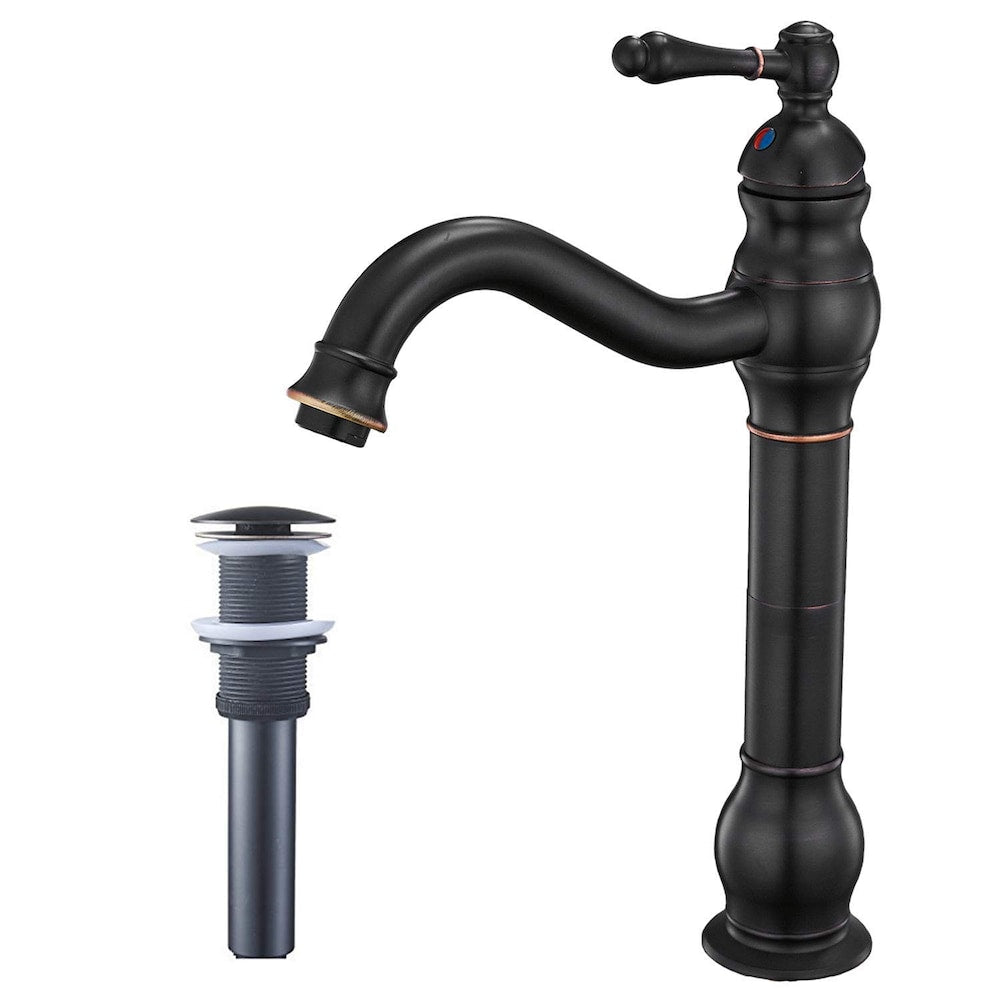BZ4 Single Hole Bathroom Sink Faucet with Pop Up Drain in Oil Rubbed Bronze