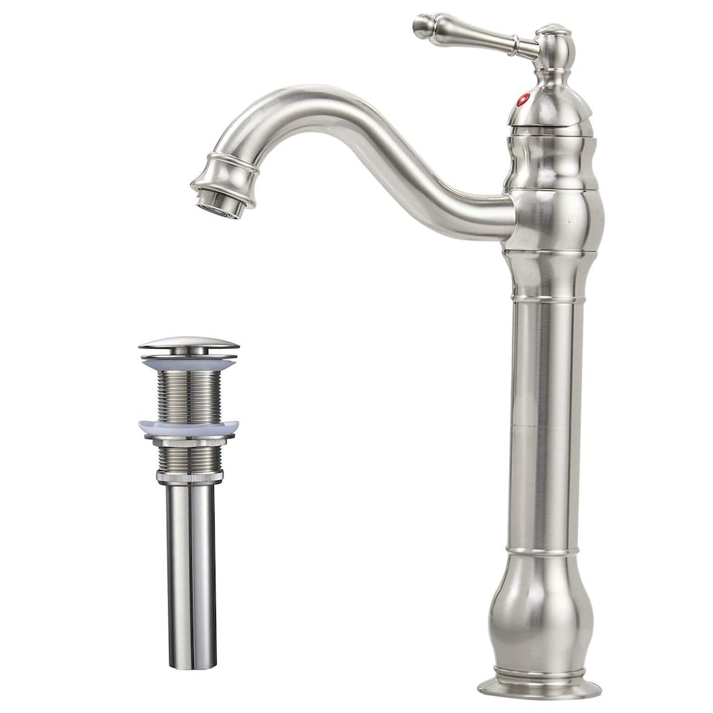 BZ4 Single Hole Bathroom Sink Faucet with Pop Up Drain in Brushed Nickel