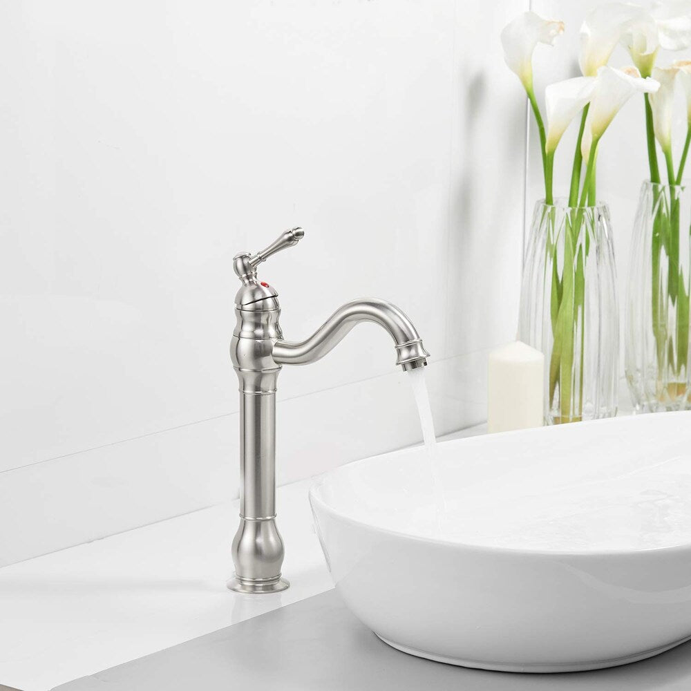 BZ4 Single Hole Bathroom Sink Faucet with Pop Up Drain in Brushed Nickel