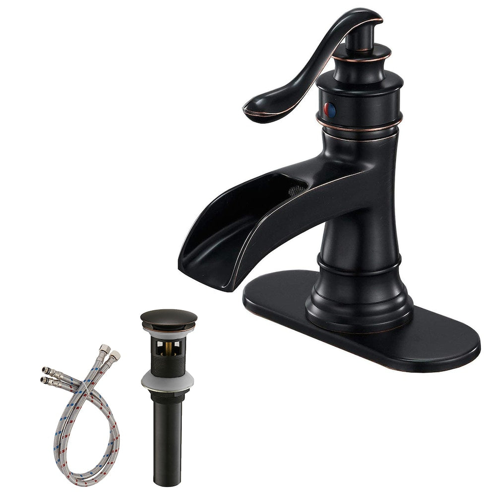 BZ5 Single Hole Bathroom Sink Faucet with Pop Up Drain in Oil Rubbed Bronze