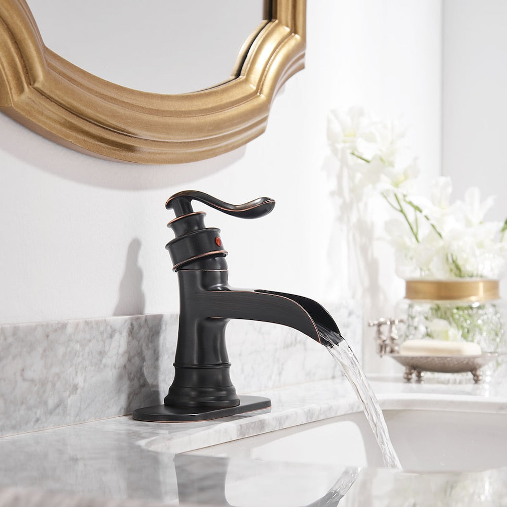 BZ5 Single Hole Bathroom Sink Faucet with Pop Up Drain in Oil Rubbed Bronze
