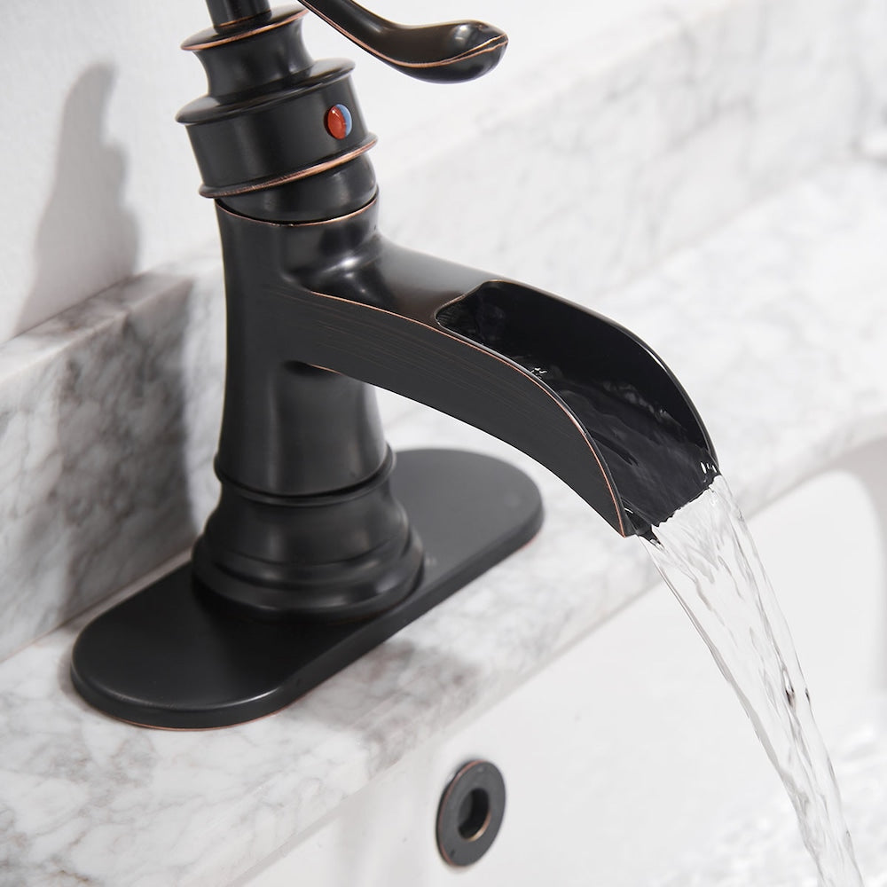 BZ5 Single Hole Bathroom Sink Faucet with Pop Up Drain in Oil Rubbed Bronze