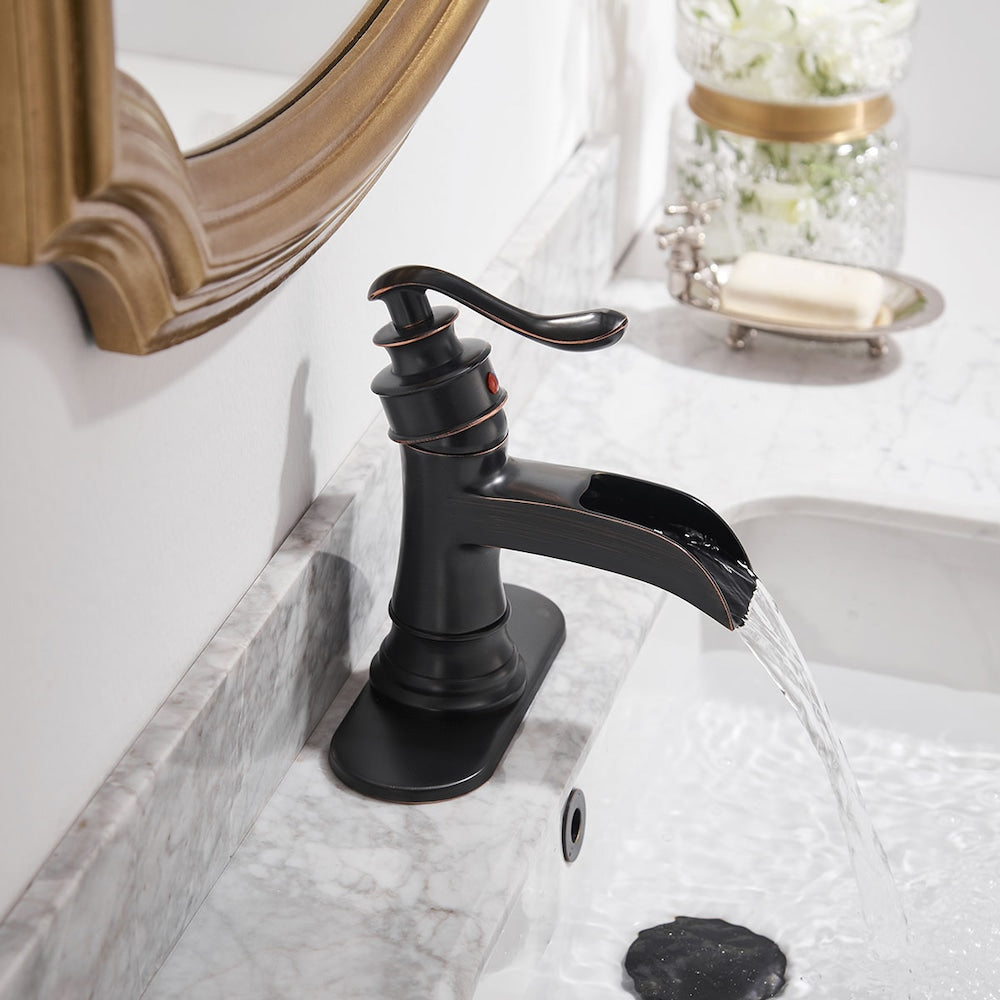 BZ5 Single Hole Bathroom Sink Faucet with Pop Up Drain in Oil Rubbed Bronze