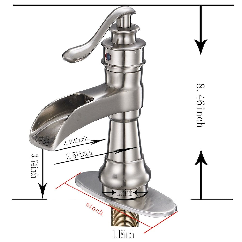 BZ6 Single Hole Bathroom Sink Faucet with Pop Up Drain in Brushed Nickel