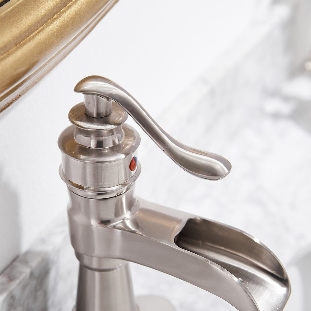 BZ6 Single Hole Bathroom Sink Faucet with Pop Up Drain in Brushed Nickel