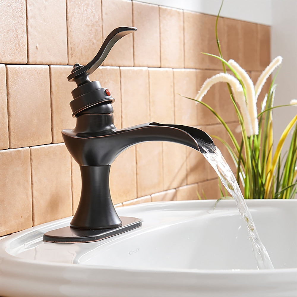 BZ7 Single Hole Bathroom Sink Faucet with Pop Up Drain in Oil Rubbed Bronze
