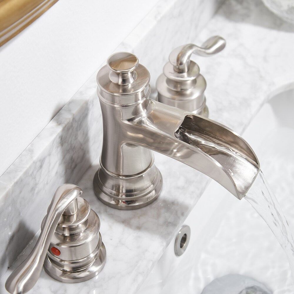 BZ9 Widespread Bathroom Sink Faucet with Two Handles in Brushed Nickel