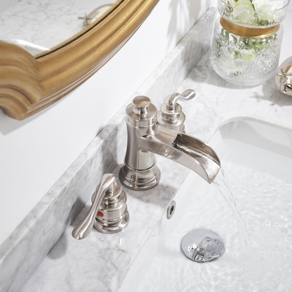 BZ9 Widespread Bathroom Sink Faucet with Two Handles in Brushed Nickel