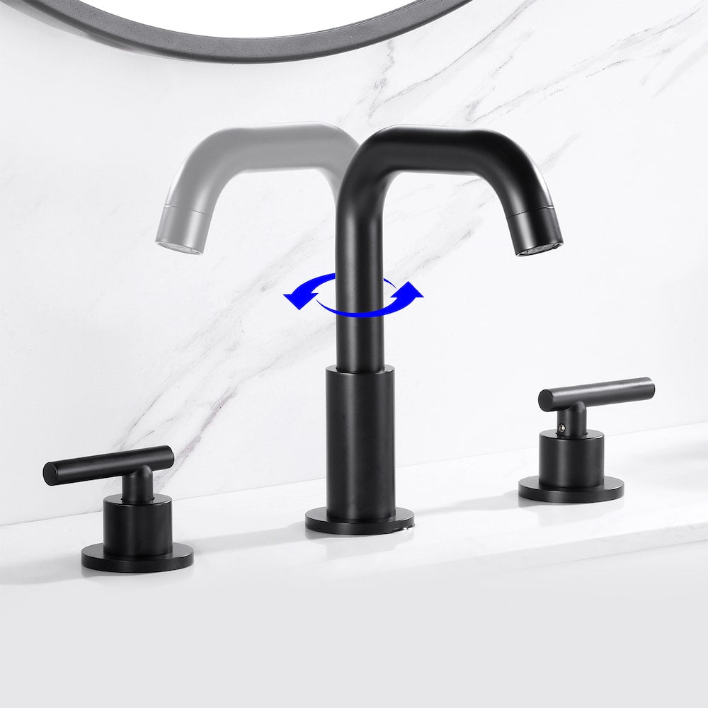 SZ1 Widespread Bathroom Sink Faucet with Two Handles in Matte Black