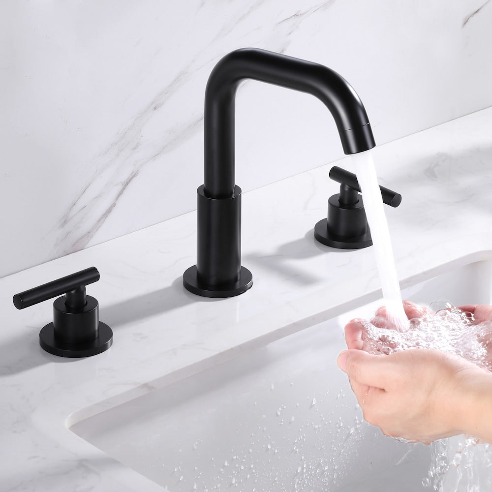 SZ1 Widespread Bathroom Sink Faucet with Two Handles in Matte Black