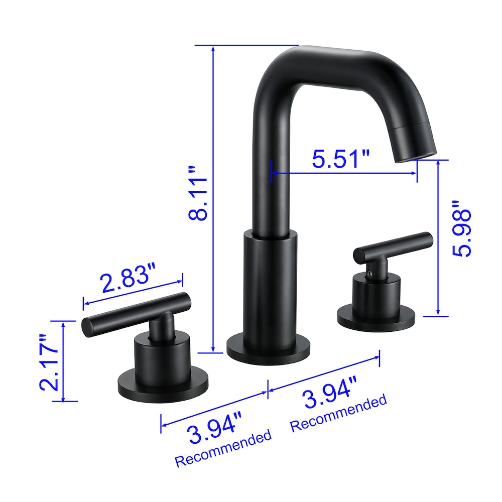 SZ1 Widespread Bathroom Sink Faucet with Two Handles in Matte Black