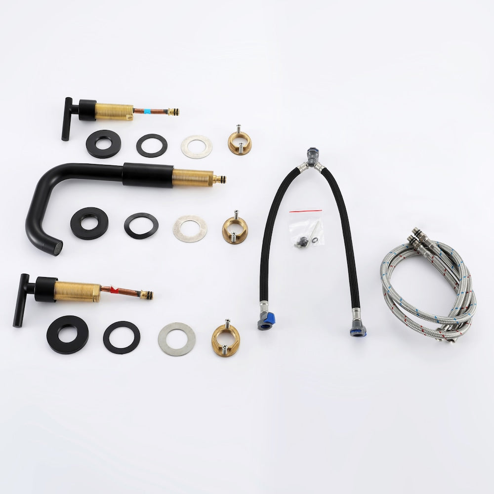 SZ1 Widespread Bathroom Sink Faucet with Two Handles in Matte Black