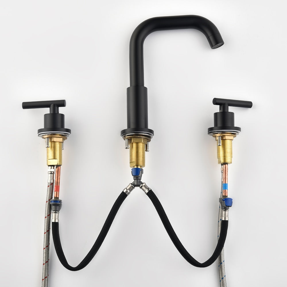 SZ1 Widespread Bathroom Sink Faucet with Two Handles in Matte Black