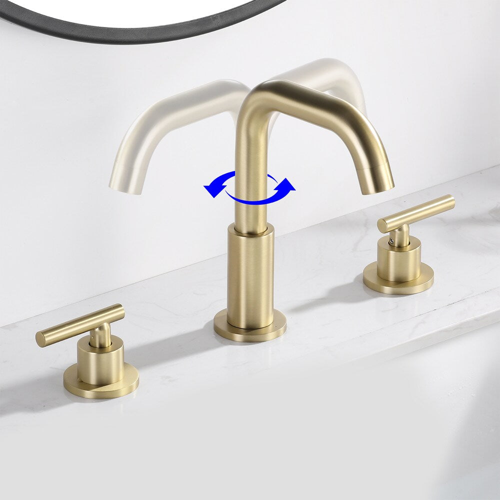 SZ1 Widespread Bathroom Sink Faucet with Two Handles in Brushed Gold