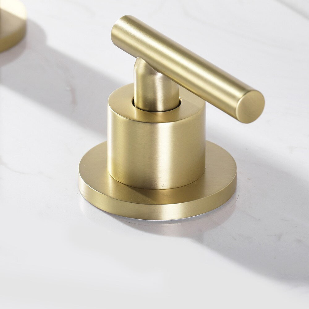 SZ1 Widespread Bathroom Sink Faucet with Two Handles in Brushed Gold