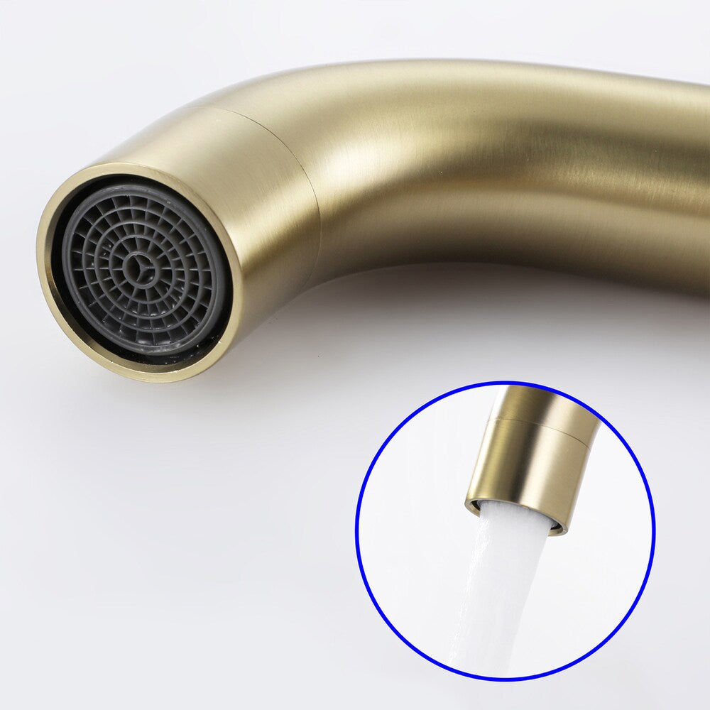 SZ1 Widespread Bathroom Sink Faucet with Two Handles in Brushed Gold