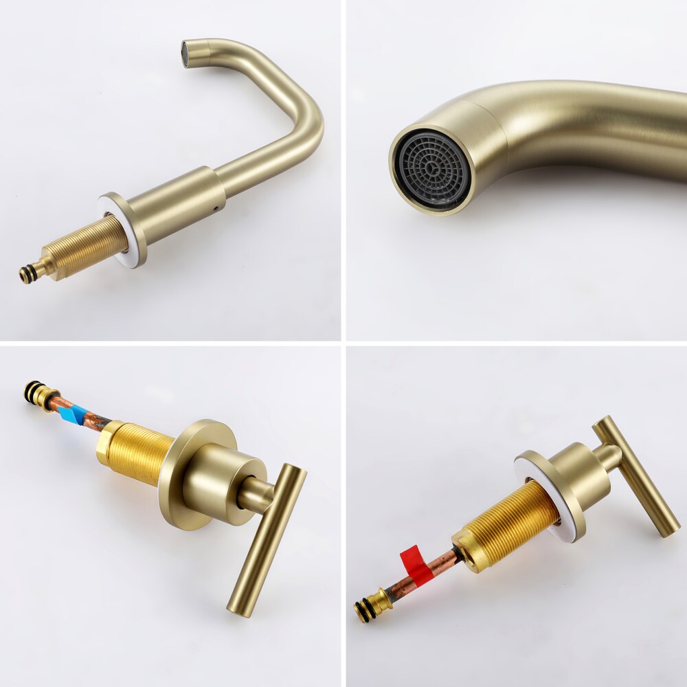 SZ1 Widespread Bathroom Sink Faucet with Two Handles in Brushed Gold