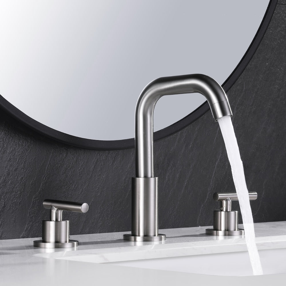 SZ1 Widespread Bathroom Sink Faucet with Two Handles in Brushed Nickel