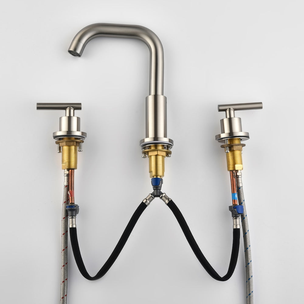 SZ1 Widespread Bathroom Sink Faucet with Two Handles in Brushed Nickel