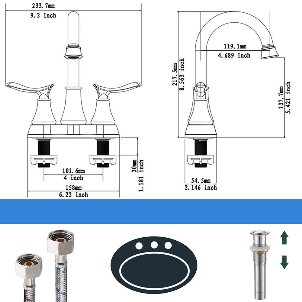 DZ1 4-inch Centreset Bathroom Sink Faucet in Brushed Nickel