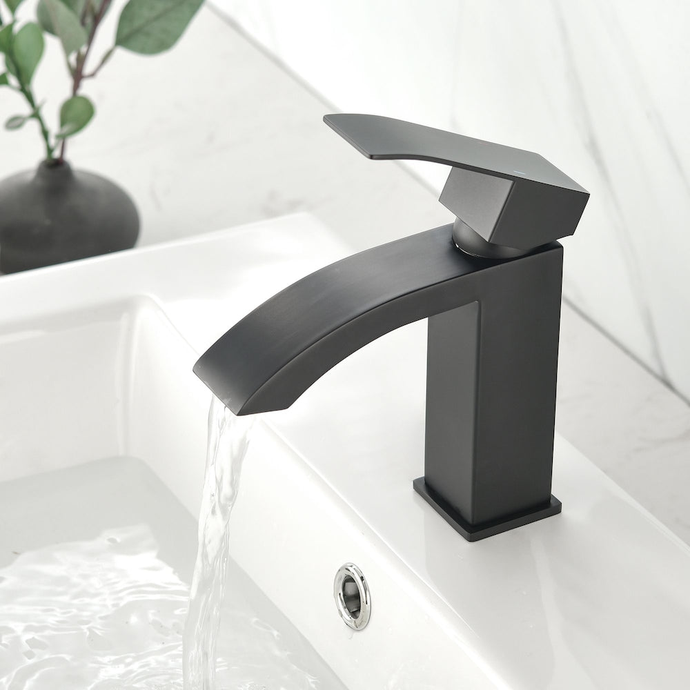 Aries Single Hole Bathroom Sink Faucet in Matte Black