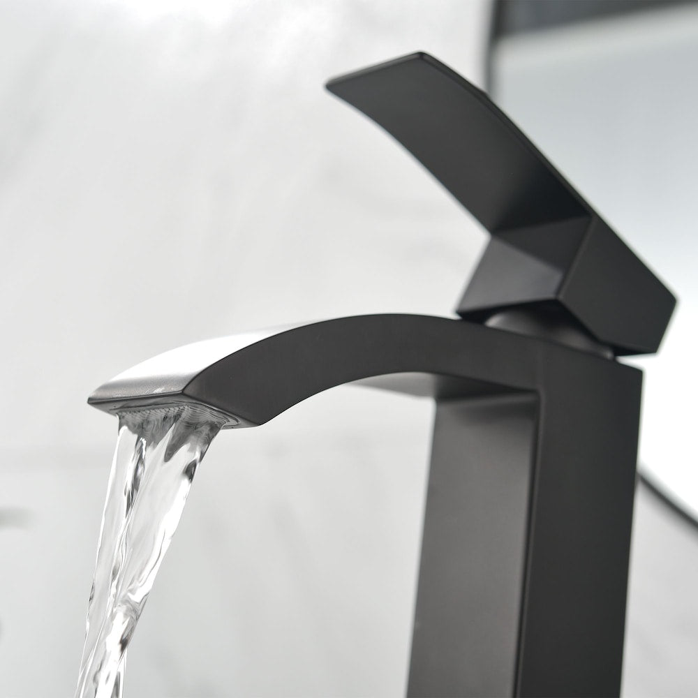 Aries Single Hole Bathroom Sink Faucet in Matte Black
