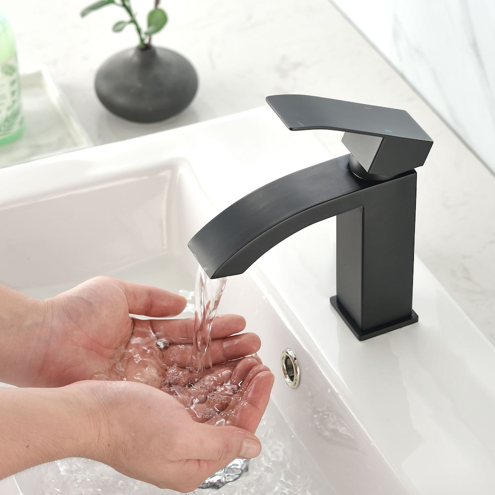 Aries Single Hole Bathroom Sink Faucet in Matte Black