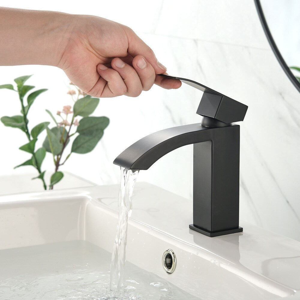 Aries Single Hole Bathroom Sink Faucet in Matte Black