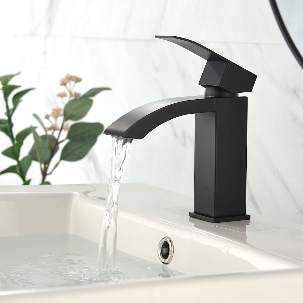 Aries Single Hole Bathroom Sink Faucet in Matte Black