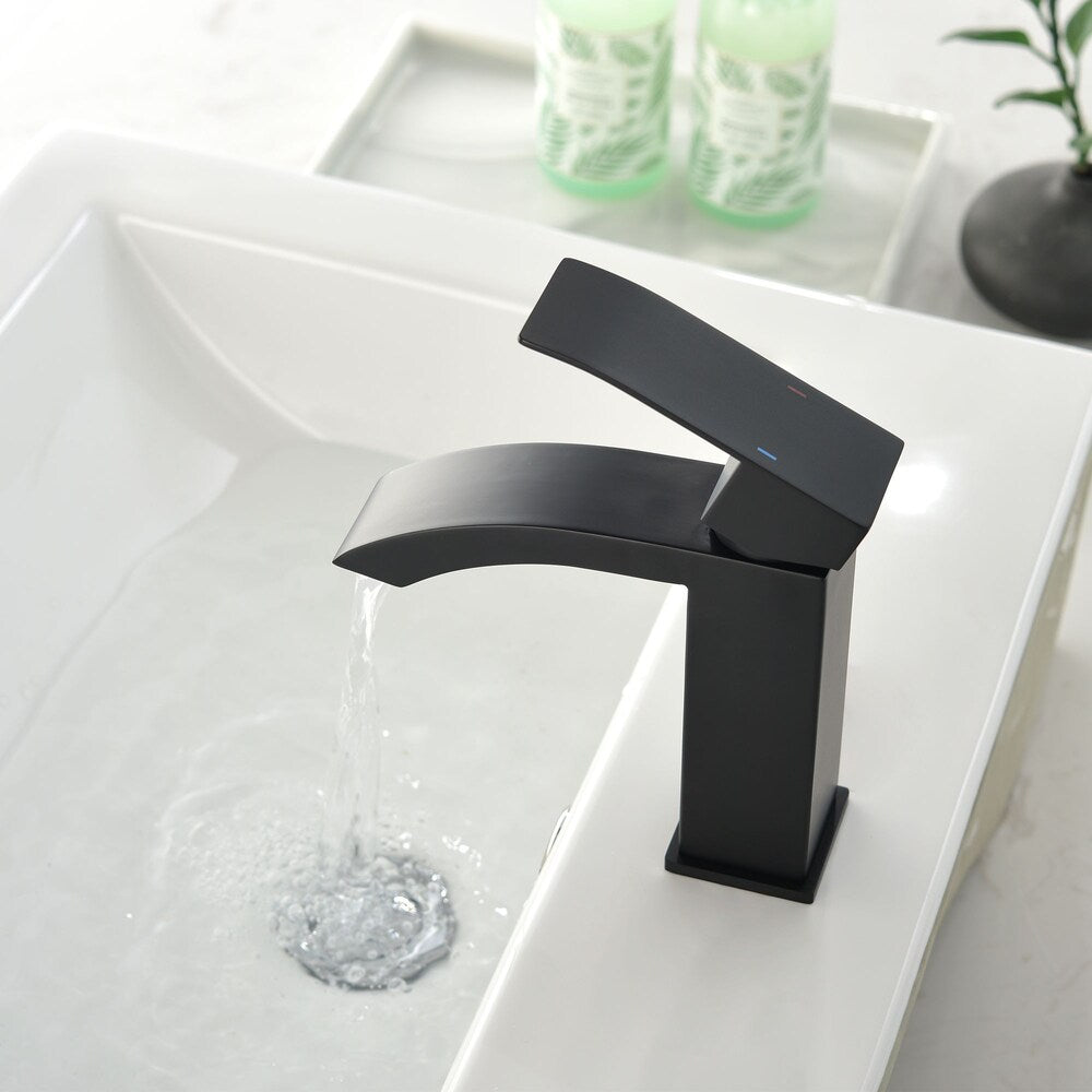 Aries Single Hole Bathroom Sink Faucet in Matte Black