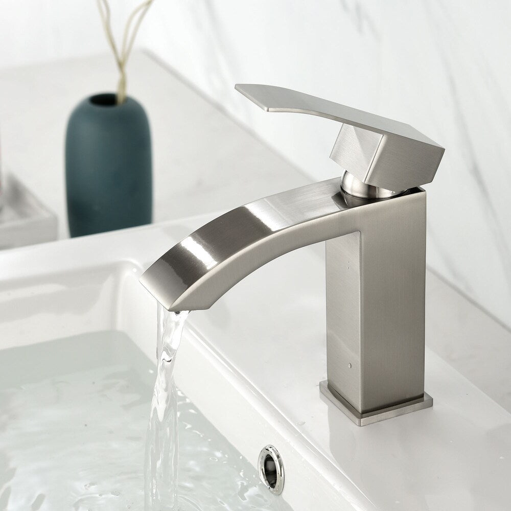 Aries Single Hole Bathroom Sink Faucet in Brushed Nickel