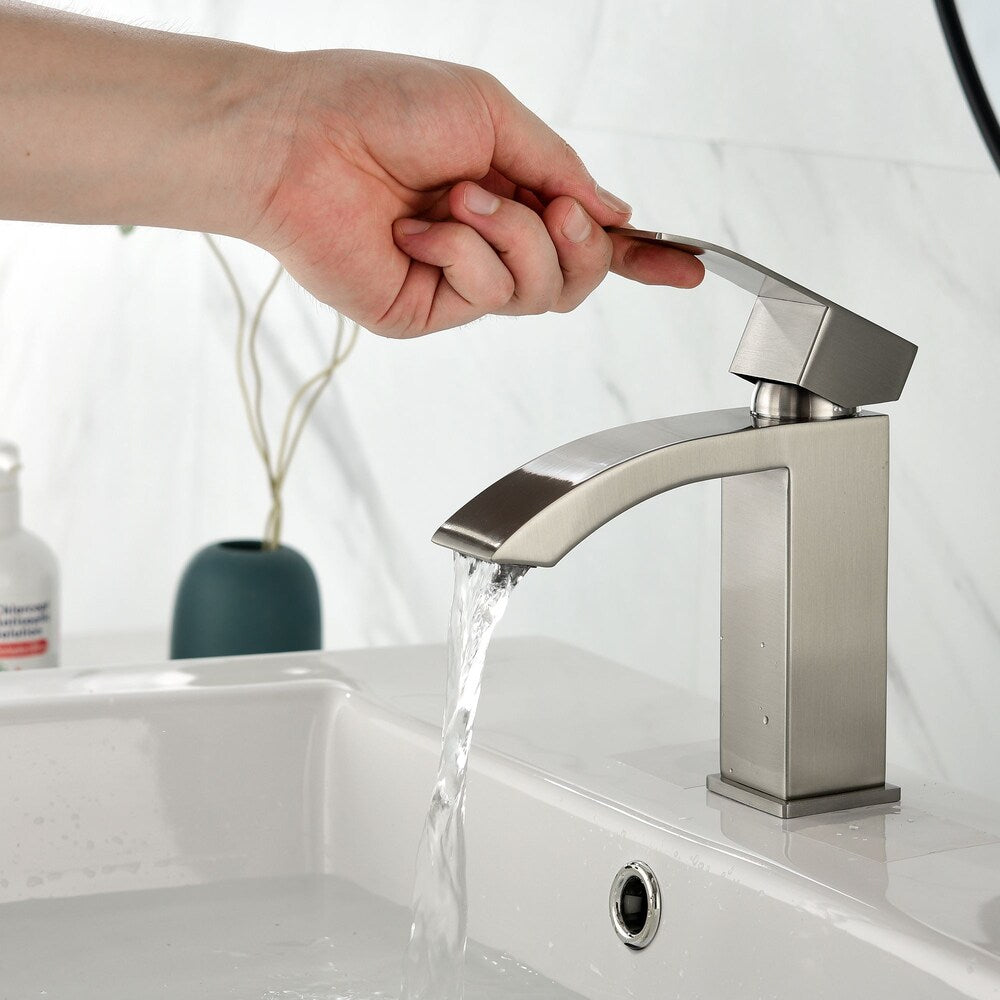 Aries Single Hole Bathroom Sink Faucet in Brushed Nickel