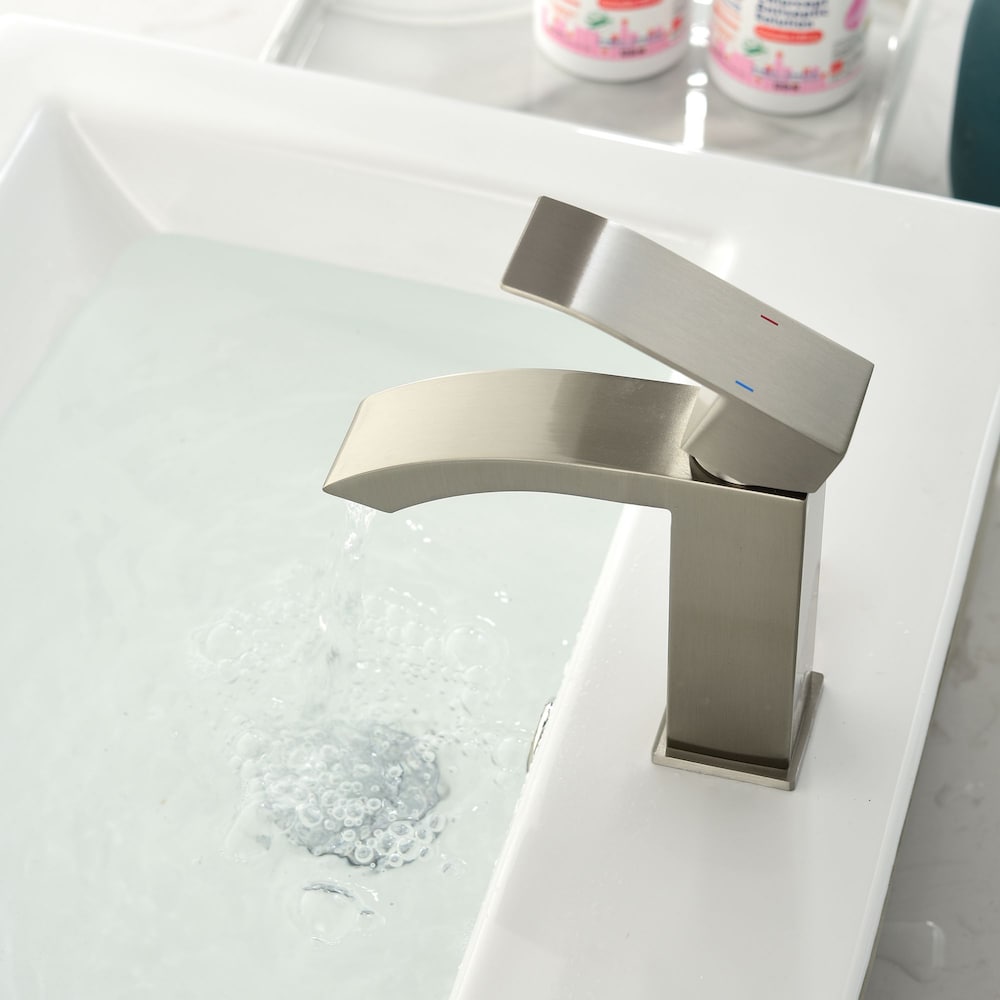 Aries Single Hole Bathroom Sink Faucet in Brushed Nickel