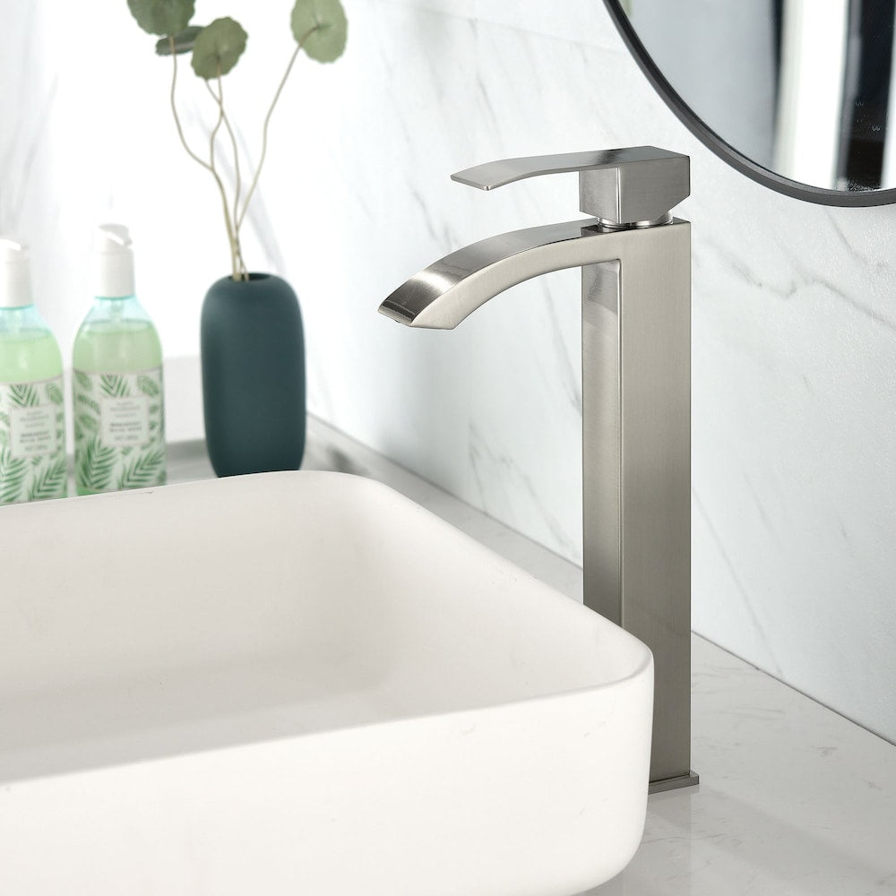 Taurus Single Hole Bathroom Sink Faucet in Brushed Nickel