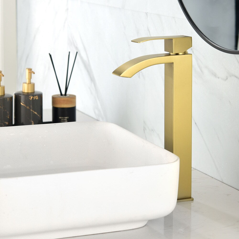 Taurus Single Hole Bathroom Sink Faucet in Brushed Gold
