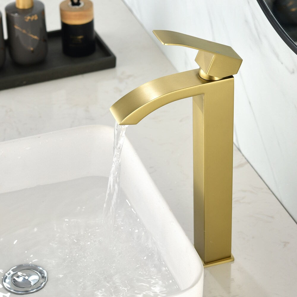 Taurus Single Hole Bathroom Sink Faucet in Brushed Gold