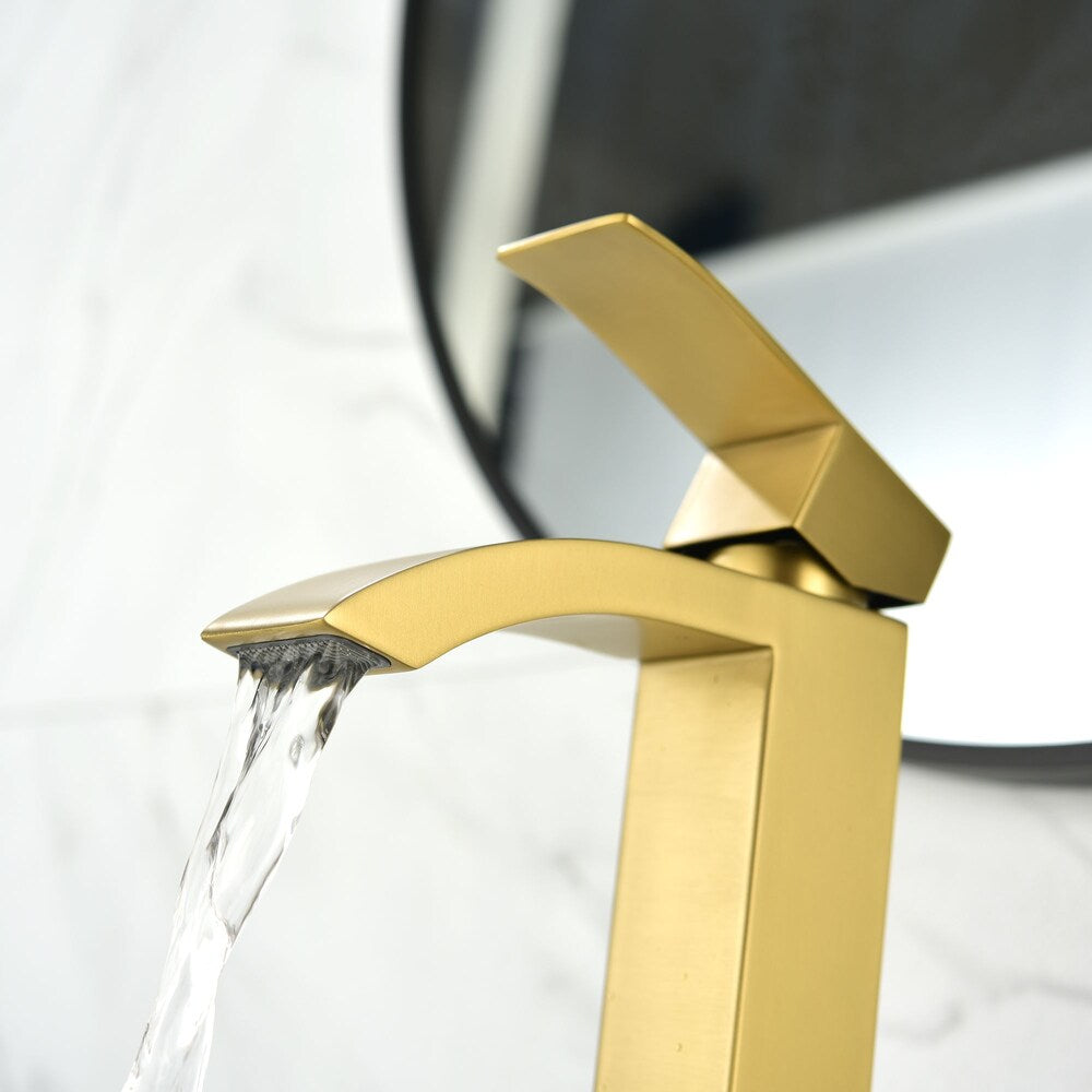 Taurus Single Hole Bathroom Sink Faucet in Brushed Gold